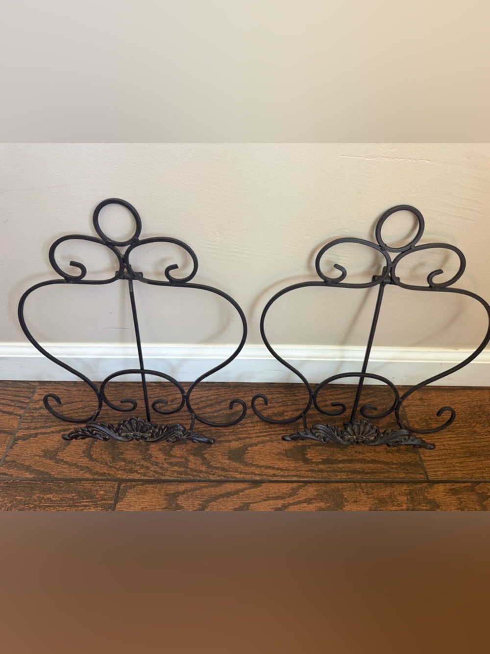Pair of Ornate Brown Metal Easel